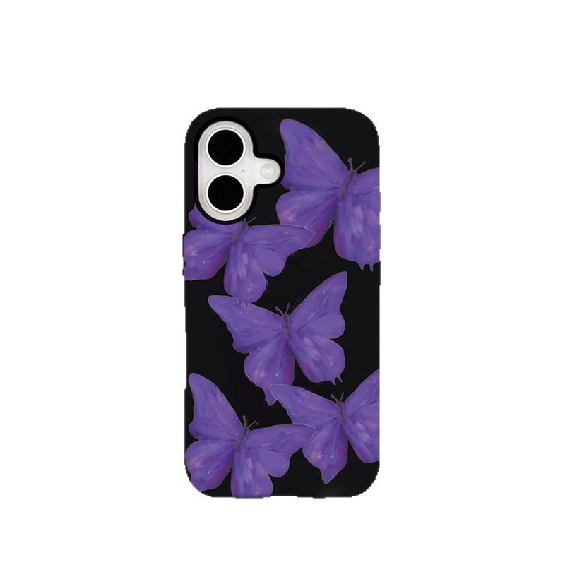 

Purple Butterfly iPhone 17 Case with Magnetic Film - Two-in-One Anti-fall Protection Apple Xs Max