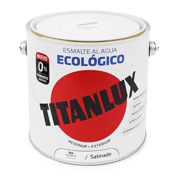 Émail Écologique - Titan - Titanlux Satinado - Blanc - 2,5 L - Finition Satinée