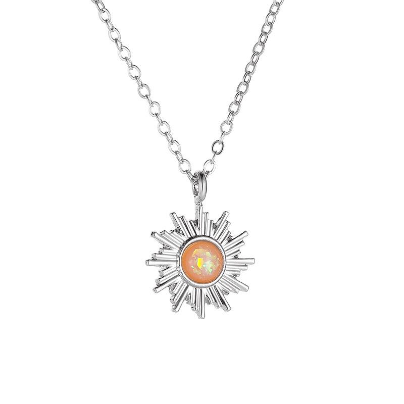 Korean Opal Sunflower Clavicle Necklace – Elegant Light Luxury Design for Women