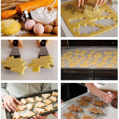 JUSTINLAU 10pcs DIY Baking Mold Christmas Cookie Cutter Set Stainless Steel Gingerbread Xmas Tree Fondant for Holiday Party Gift