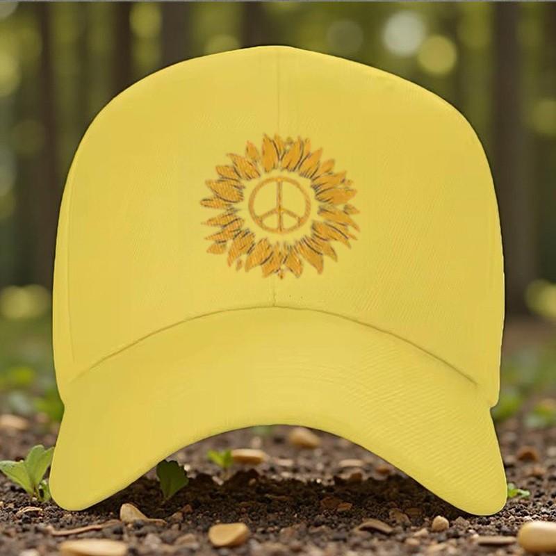 Cappellino da Baseball Girasole Segno di Pace Regolabile Unisex Casual da Esterno Cappello da Sole