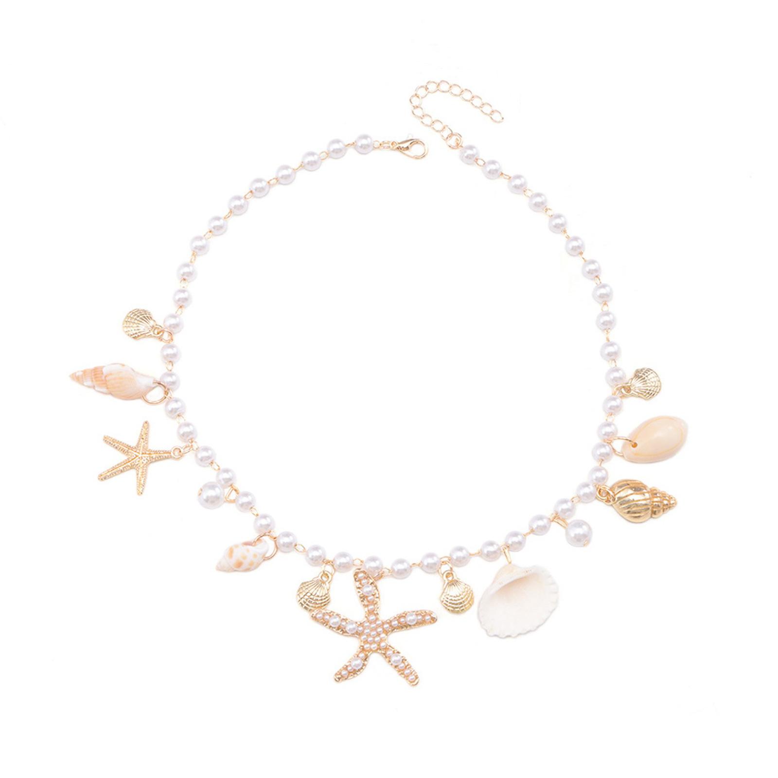 

Ожерелье из бусин, Ожерелье с подвеской в виде ракушки, Ожерелье-цепочка для ключиц, Офисные украшения для шеи, Металлическая текстура, Идеально для повседневной носки и вечеринок A