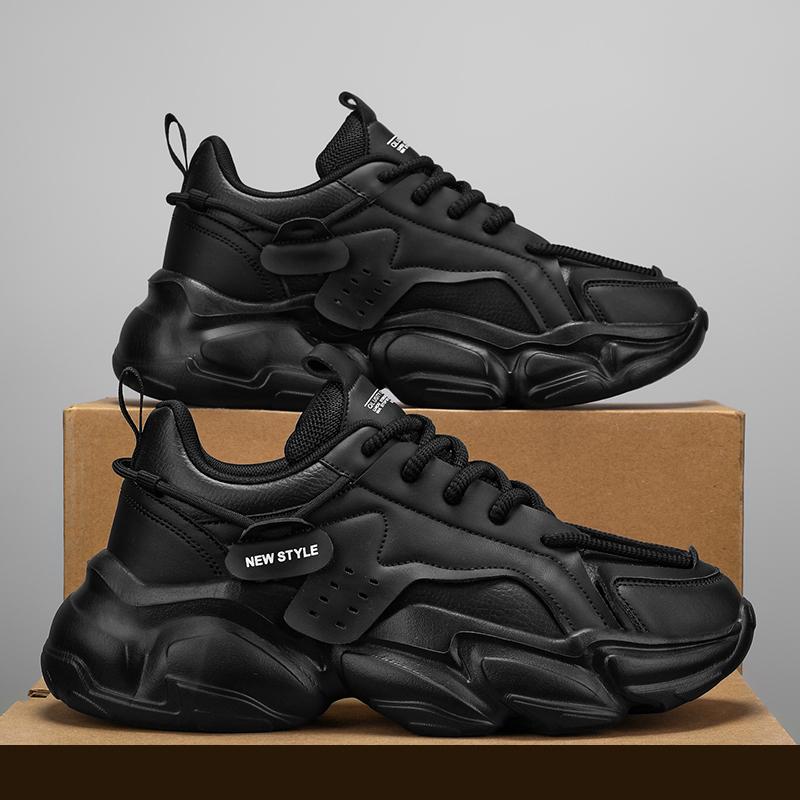 Autumn new student running sports leisure thick-soled heightening little white dad trendy shoes