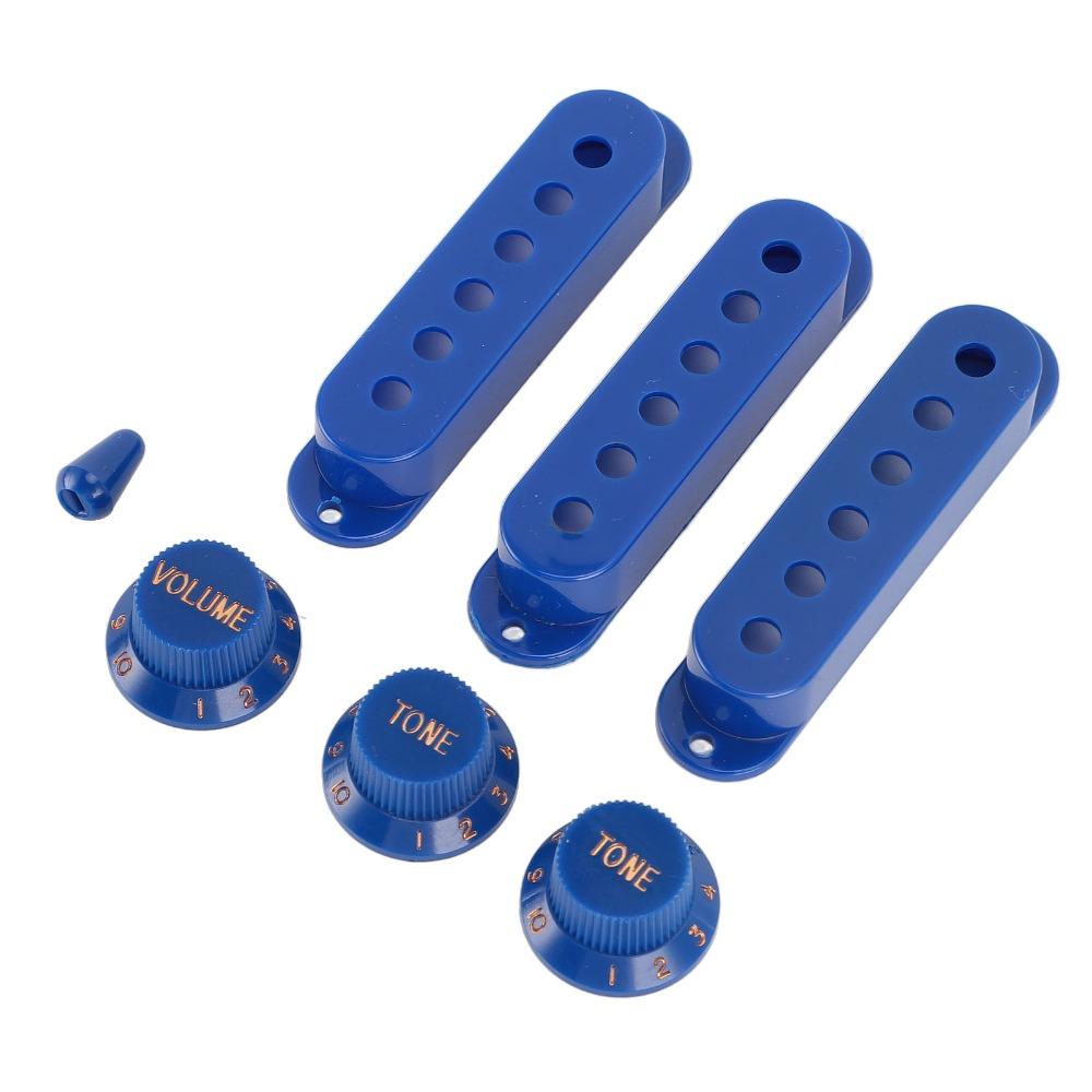 3PCS Blue Single Coil Pickup Cover ABS Switch Tip Cap Stylish Guitar Knob Set Electric Guitar