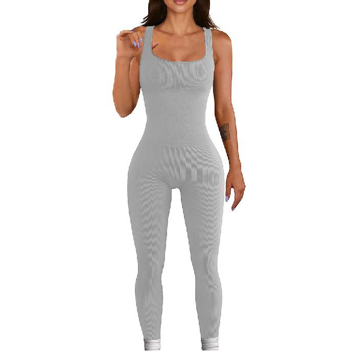 New Women'S Jumpsuit For Autumn And Winter, Threaded Square Collar, Hip Lifting, Slim Fit And Sexy Jumpsuit