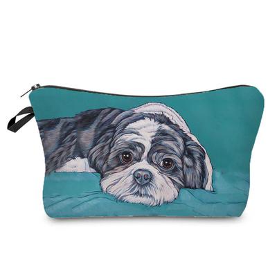 Damen Kosmetiktasche mit Hundeaufdruck Toilettenartikel Organizer Reiseaufbewahrungskoffer 6773