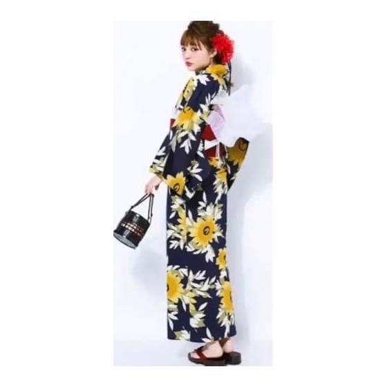 GRL sunflower yukata, obi, basket bag 3-piece set