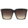 Sabrina Smoke Gradient Square Ladies Sunglasses Ft0764 01b 58