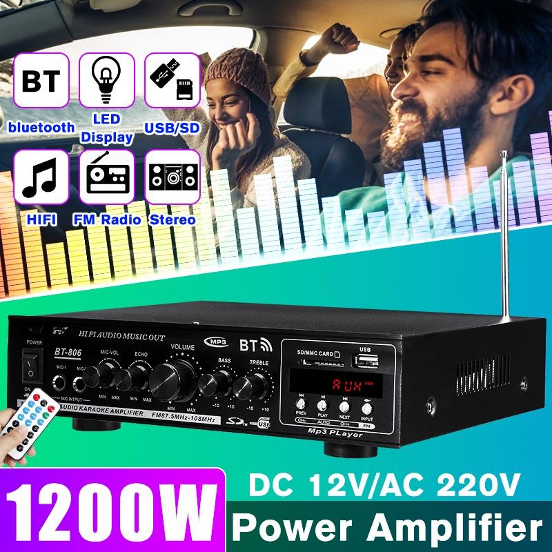 2 Channel Digital Amplifier USB/SD AUX Input 500W HIFI bluetooth Power Amplifier Audio Karaoke Car Home Theater 220V