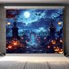 Universal Halloween Party Banner - Polyester Fabric, No Power Supply Required, Suitable for Photo Booths and Decorationz