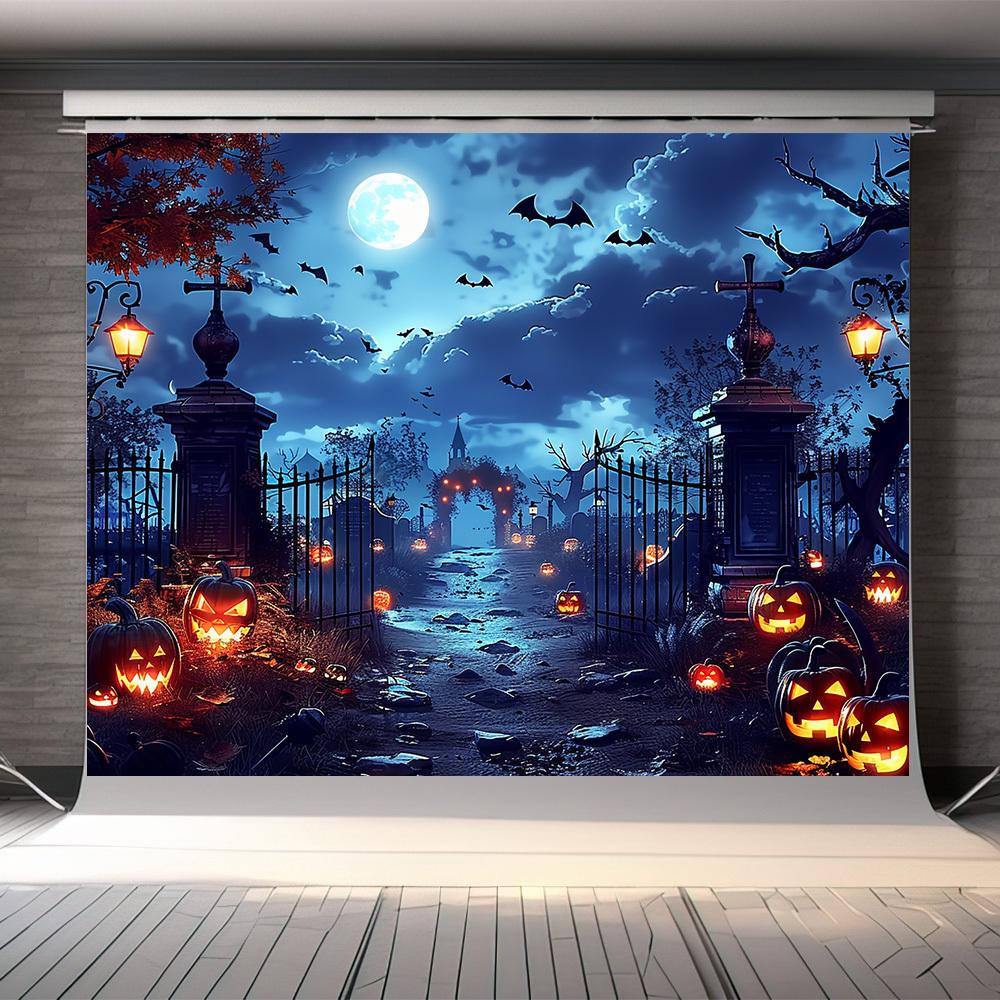 Universal Halloween Party Banner - Polyester Fabric, No Power Supply Required, Suitable for Photo Booths and Decorationz
