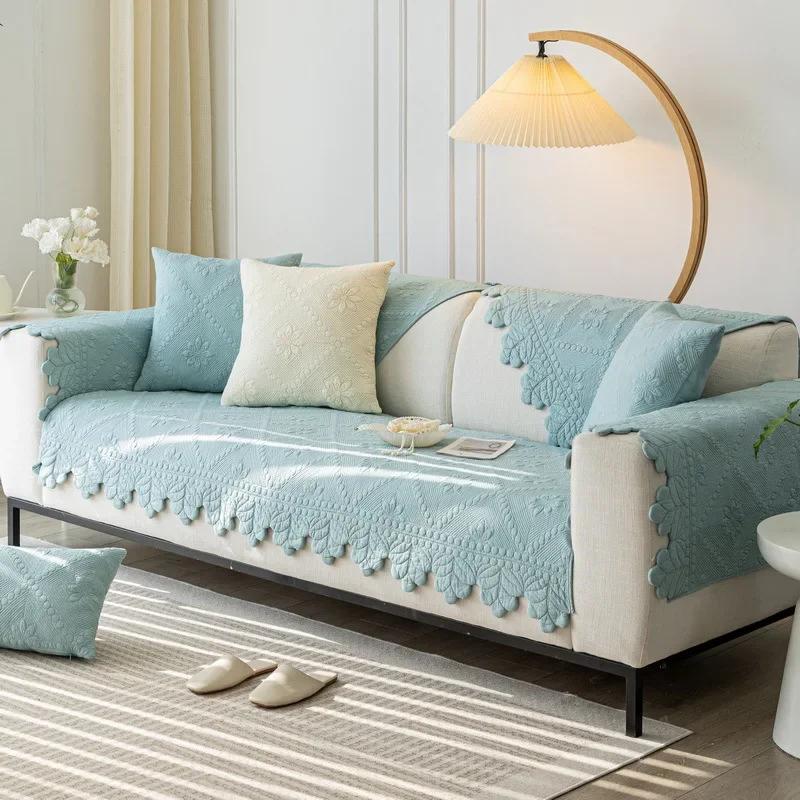 Luxury Sofa Cushion for Living Room Cotton Non-slip Jacquard Sofa Towel Couch Cover L Corner Sofa Seat Pad Home Protection Cover