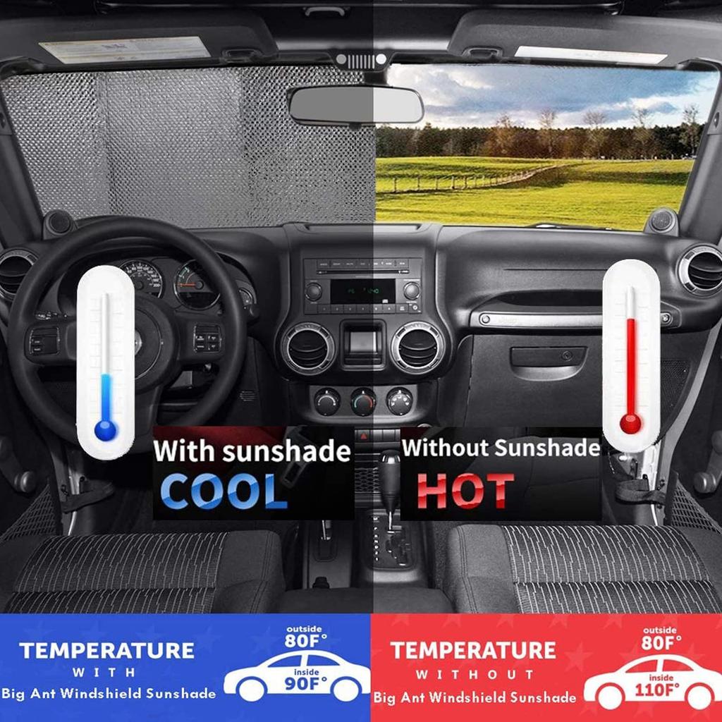 Big Ant Car Sunshade with 2 Side High Heat Blocking UV Protection for Front and Car Silver Sunshades, Efficiency, Rear, Accessories, Blackout,