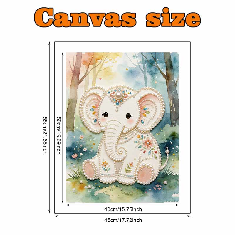 Cute Baby Elephant Pearl Painting 5D DIY Pearl Gemstone Art Diamond Painting Kit for Adults/Beginners Gift Ideas Home Decor Wall Art