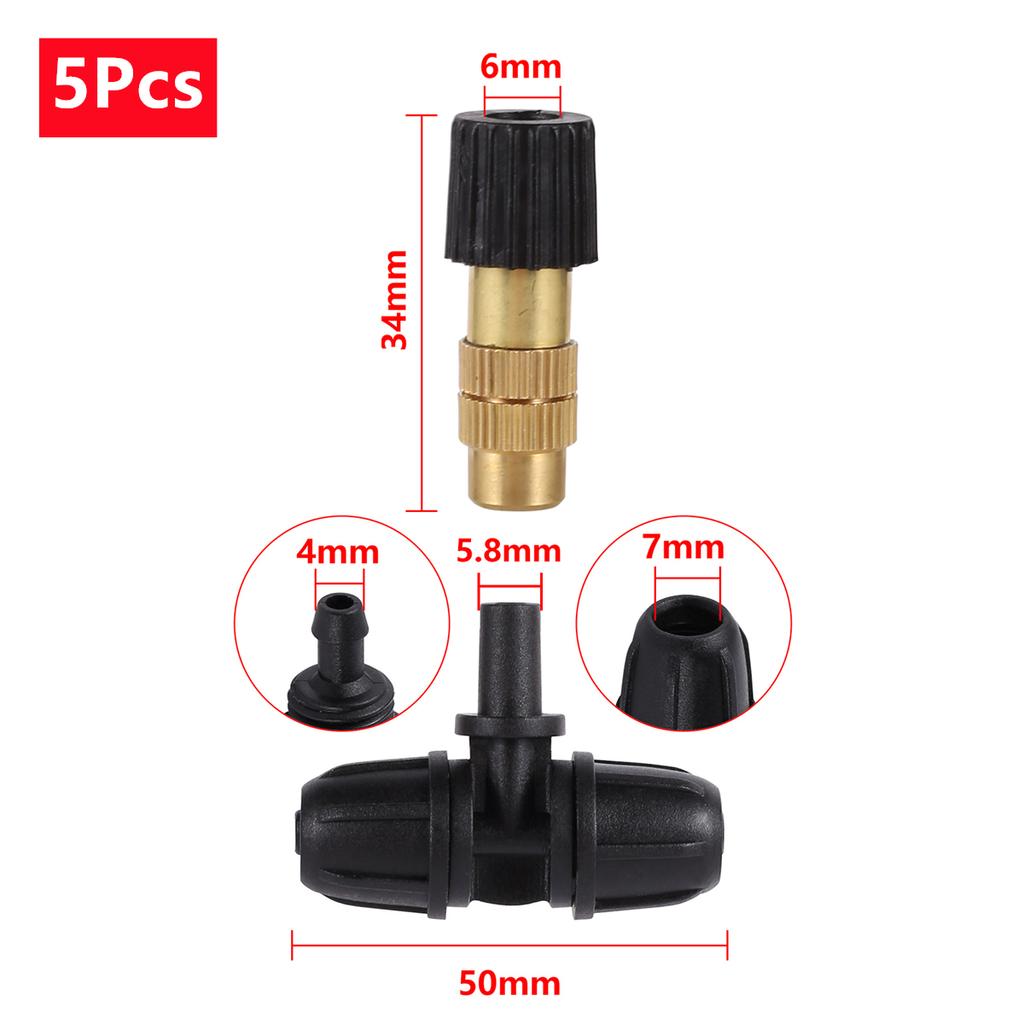 5/50Pcs 6mm Brass Mist Nozzle Kits 4/7mm 8/11mm Hose Garden Lawn Micro Irrigation Atomaiztion Cooling Dust Removal Sprayer Heads
