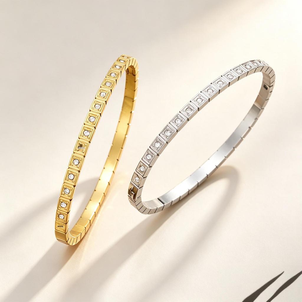 Women's Zircon Starry Titanium Steel Bracelet - Elegant European & American Fashion