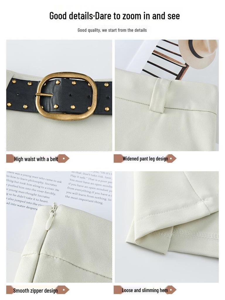 2026 Spring Women's High-Waisted Pleated A-Line Skirt with Belt - Drapey and Slimming