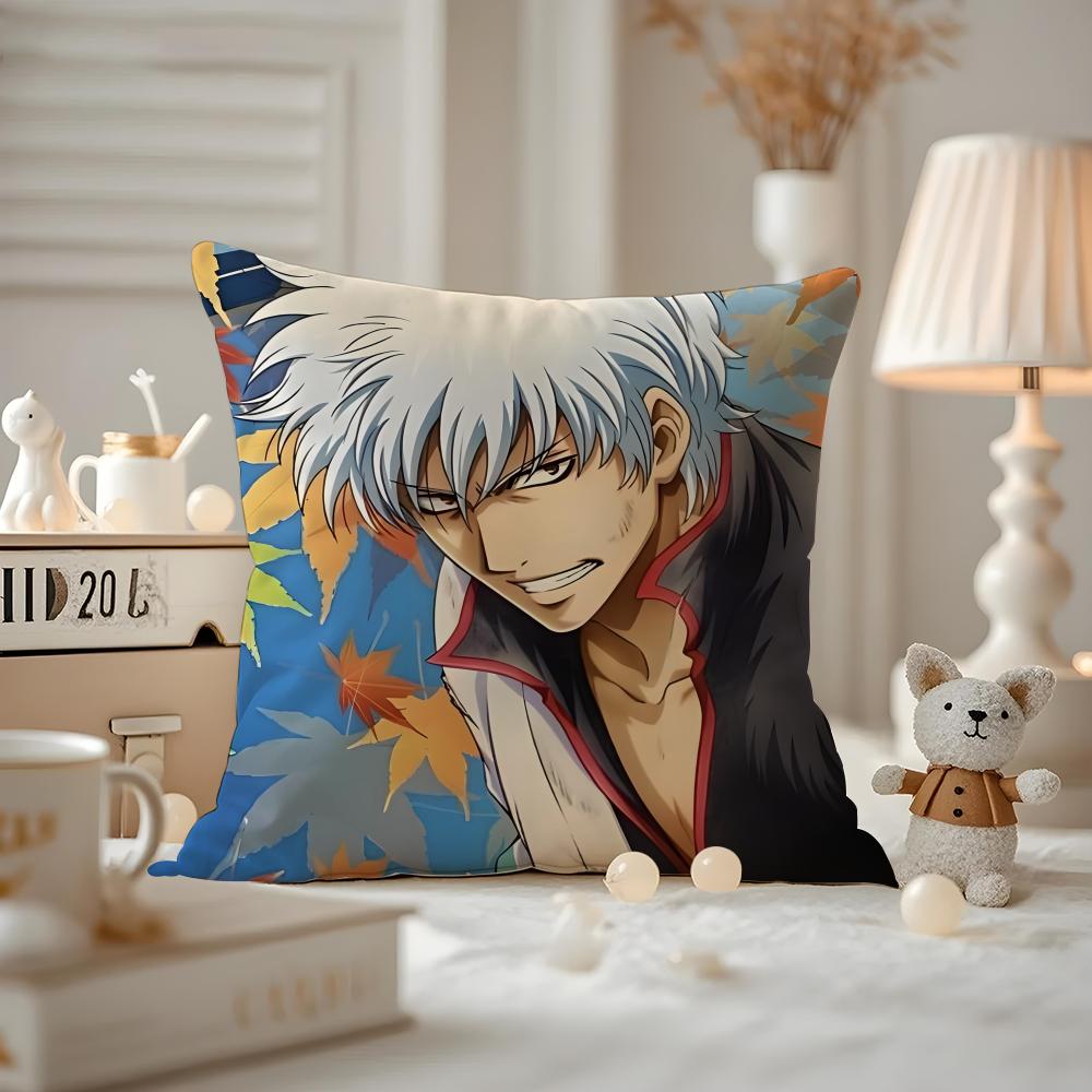 Аниме Гинтама Наволочка Антиклещевая Наволочка Невидимая молния шелковистый короткий плюш Чехол на подушку для дивана 30X30cm