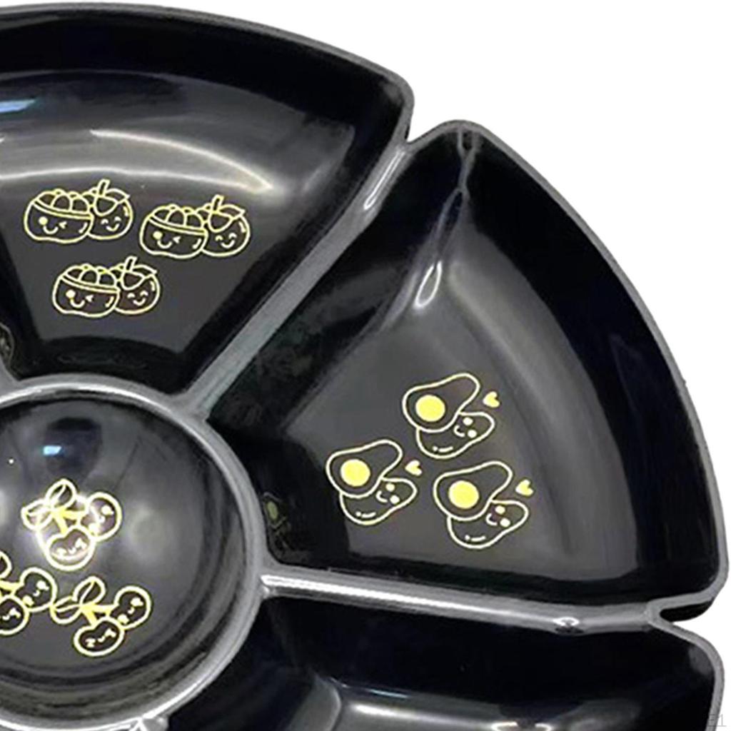 Divided Snack Serving Tray, Dried Fruit Plate for Cookies Cakes Year Gifts