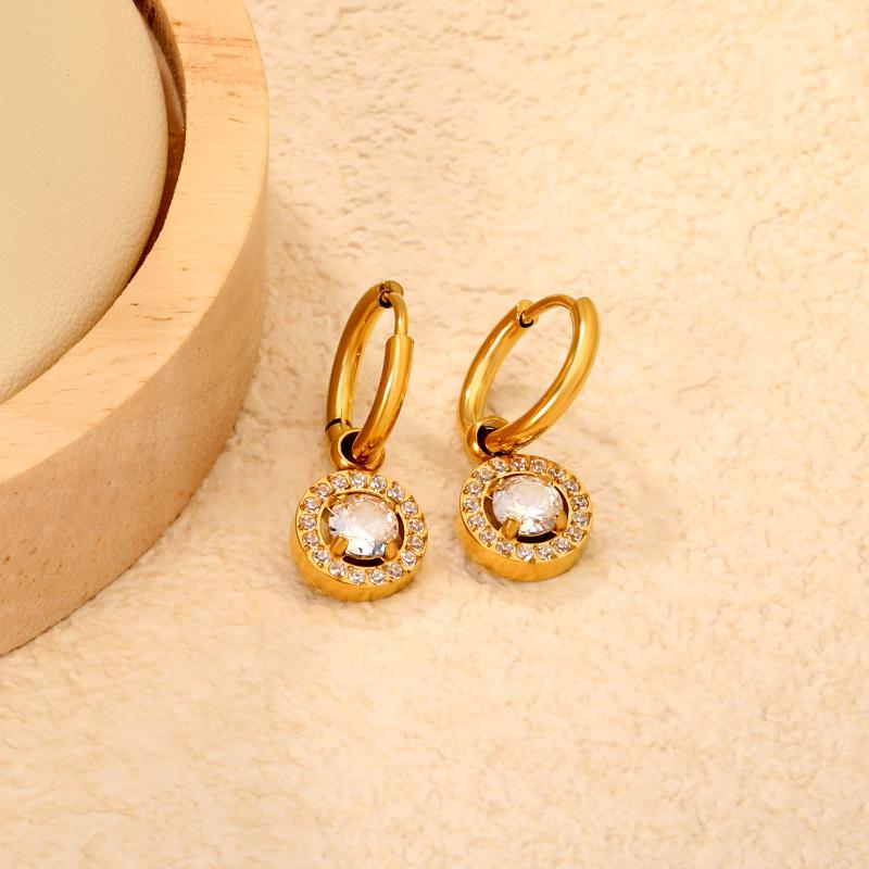 Clearly Colored Cubic Zirconia Drop Earrings For Woman Dancing Party Accessories Luxury Shiny Zircon Geometric Clip