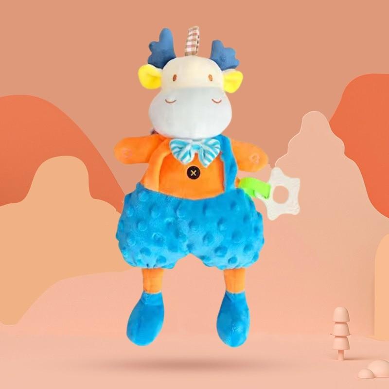Baby Plush Cow Soothing Toy With Crinkle Sound For Newborn Sleep Aid