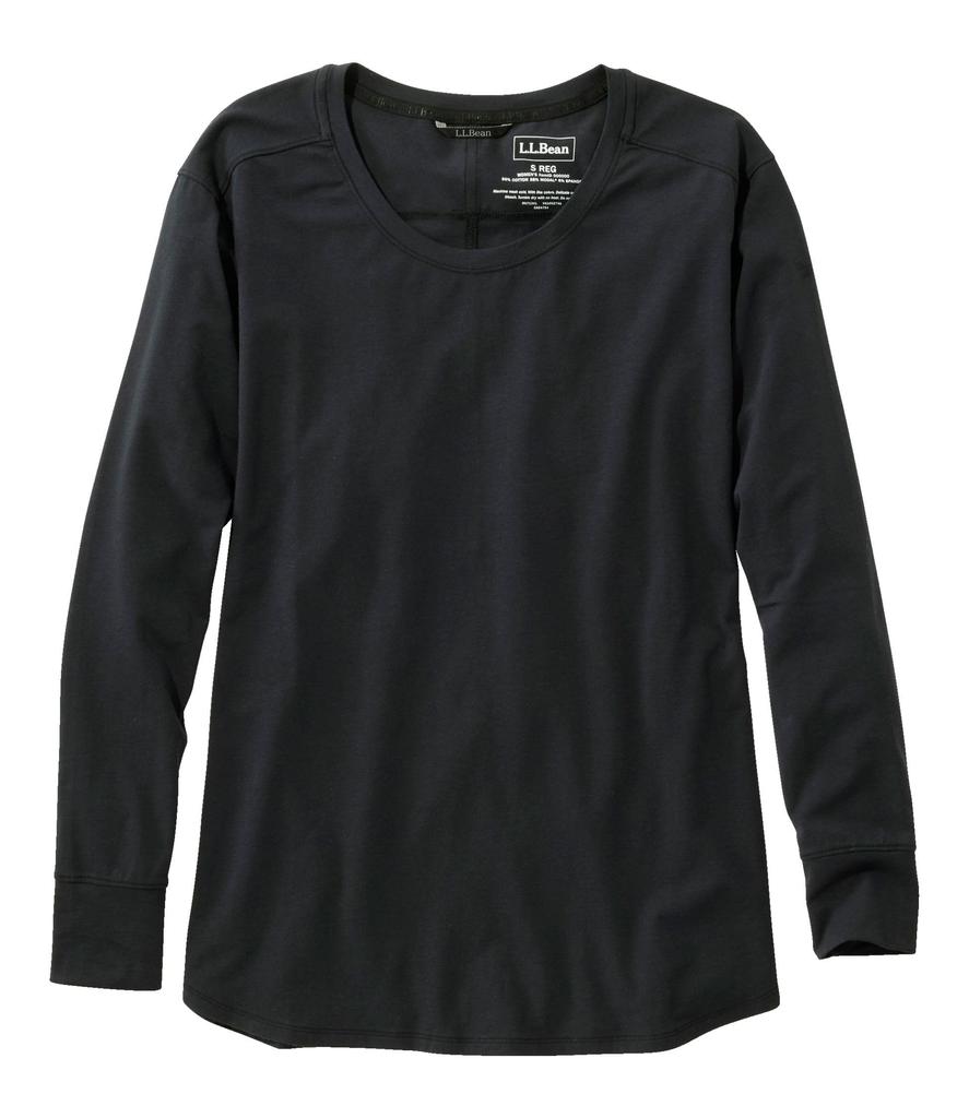 LL Bean Beyond Soft Long US Size Midnight 1000137491 Women's Tee, Sleeve, Fit, Petite, Small, Black,