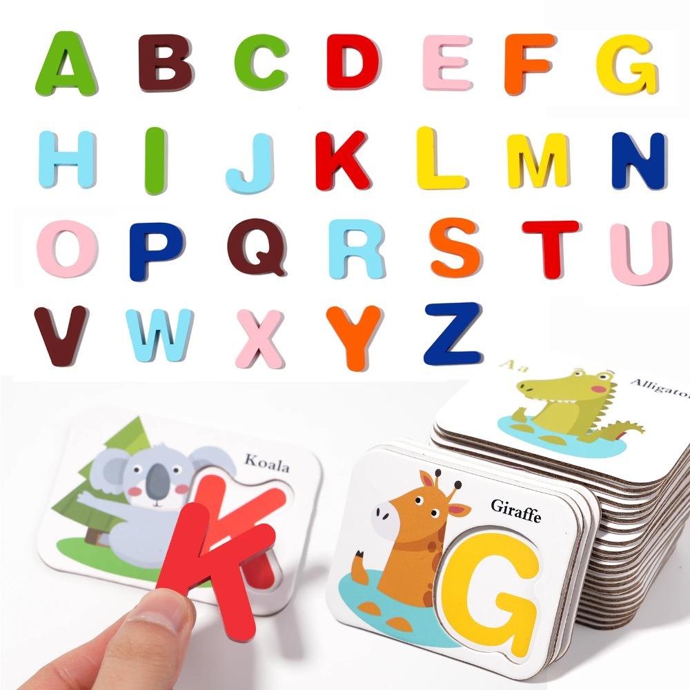 Alphabet Flash Cards Set 26pcs Alphabet Flash Cards Set - Educational Letter Puzzle for Early Learning, Cognitive Memory Game