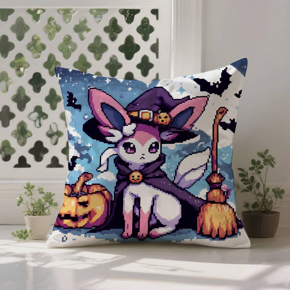 Halloween Cute Purple Cat Pillow Case Anti-dustmite Pillowcase Invisible Zipper Silky Short Plush Sofa Cushion Cover