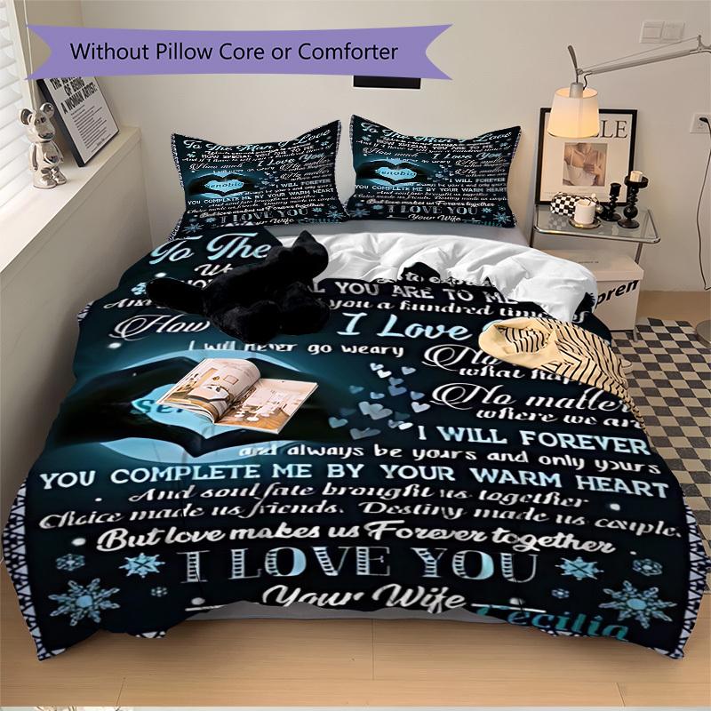 3pcs Romantic Gifts for Husband Duvet Cover Set - Machine Washable, Includes 1 Cover and 2 Pillowcases, No Core Included yy251013053
