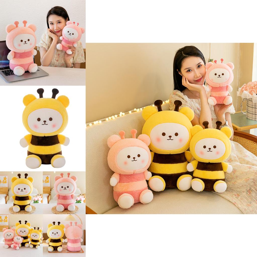 Adorable Cartoon Bee Bear Plush Toy Soft Stuffed Animal For Girls Birthday Gift