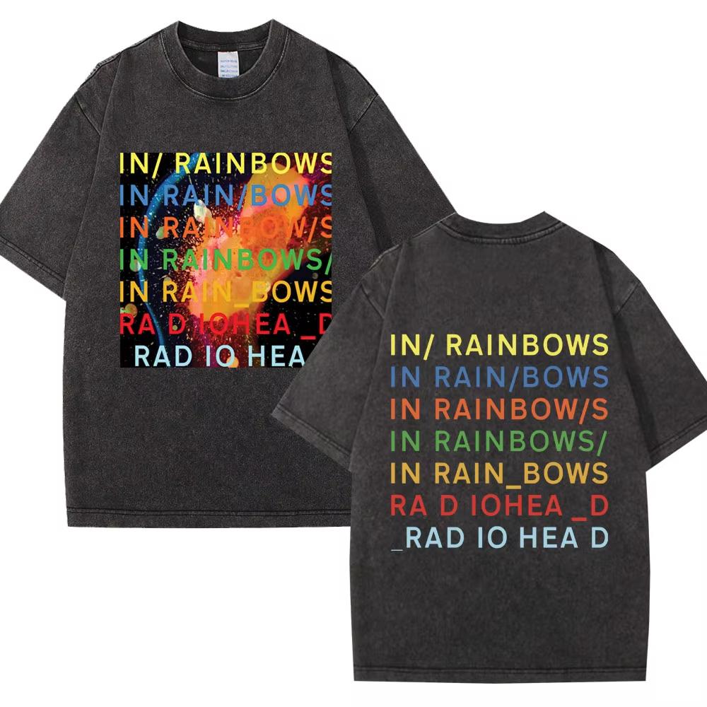 Wyprała Koszulka Retro Rock Band Radiohead The Bends Mężczyźni Kobiety Moda Hip Hop Gotycka Koszulka Oversize Bawełniana Codzienna Męskie Koszulki