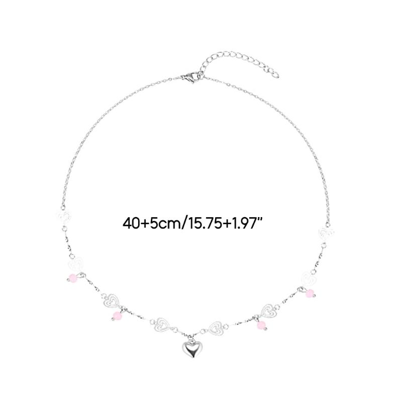 Pink Crystal Heart Pendant Collar Necklace Temperament Choker Necklace Fashion Jewelry Clavicle Chain Necklace Gift
