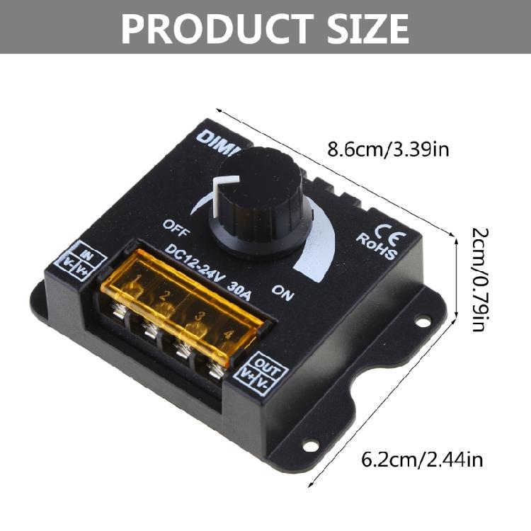 Lichtstreifen-Schalter DC 12V 24V 30A PWM Dimm-Controller für Dimmer Metallgehäuse