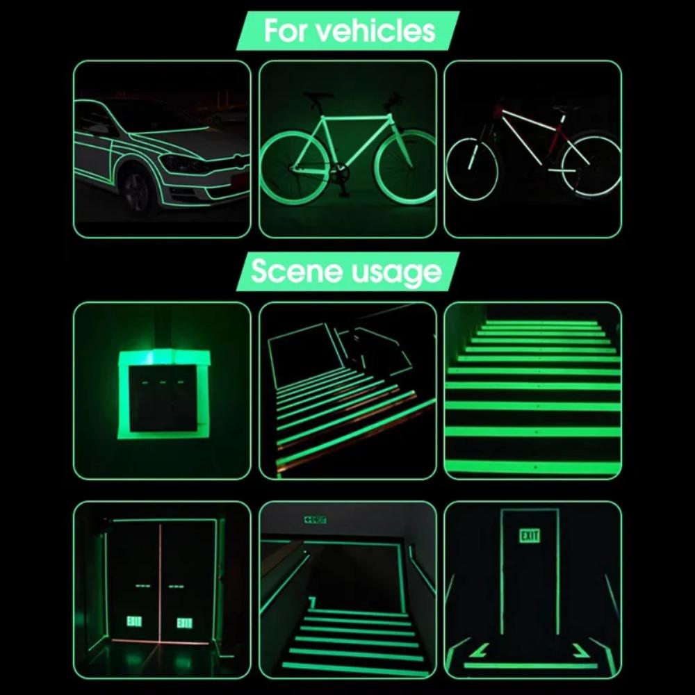 4 rolos 3M fita luminosa adesivos de aviso de incêndio em escadas estágio verde fluorescente anticolisão adesivo fita luminescente