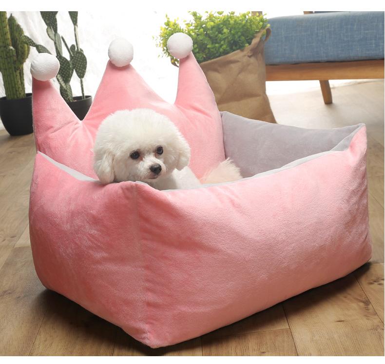 Bett für Hunde und Katzen, Plüsch-Zwinger, mittelgroße und kleine Hunde, Schlafsofa, Kissen, beruhigendes Hundebett, Haus, Haustierbedarf, Zubehör S  48X38X30CM