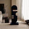 Wooden Facial Profile Decor with Rectangular Base Modern Geometric Cutout