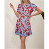 2026 Summer New Style Ladies Elegant Fashion Casual Printed Dress Slim Short-sleeved Round Neck Mini Office Dress Ladies