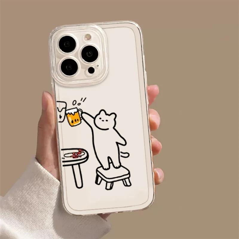 Cheers & Working Cats Couple Funda iPhone Cases For iPhone 17 16 15Pro Max 11 12 13 14Pro Plus Shockproof Celulares Phone Case