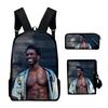 Classic Popular Novelty SAINt JHN 3D Print 3pcs/Set Pupil School Bags Laptop Daypack Backpack Inclined Shoulder Bag Pencil Case