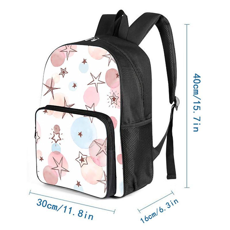 Star Pattern Print Pattern Square Front Pocket Backpack for Boy and Girls Best Gifts 2D Flat Cartoon SchoolBags for Children
