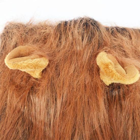 Pet Costume Funny Lion Mane Wig Headgear Hat Halloween Festival Decor for Dog