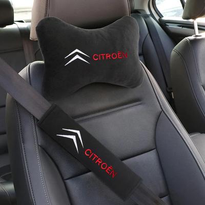 Suede Leather Car Headrest Neck Pillow Auto Seat Belt Shoulder Pads For C1 C2 DS3 Cabrio DS4 DS5 DS Prestige 5LS DS6 DS7