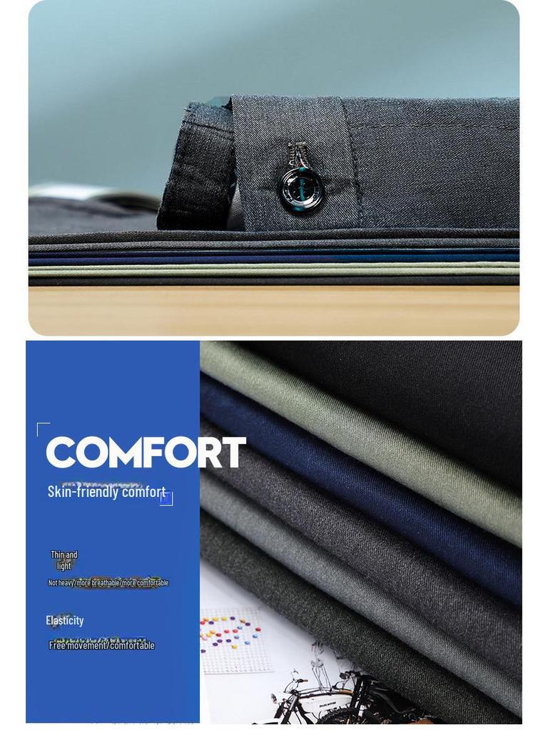 Men's Black Tencel-Modal Business Casual Pants - Loose, Straight, Anti-Wrinkle, Spring/Summer