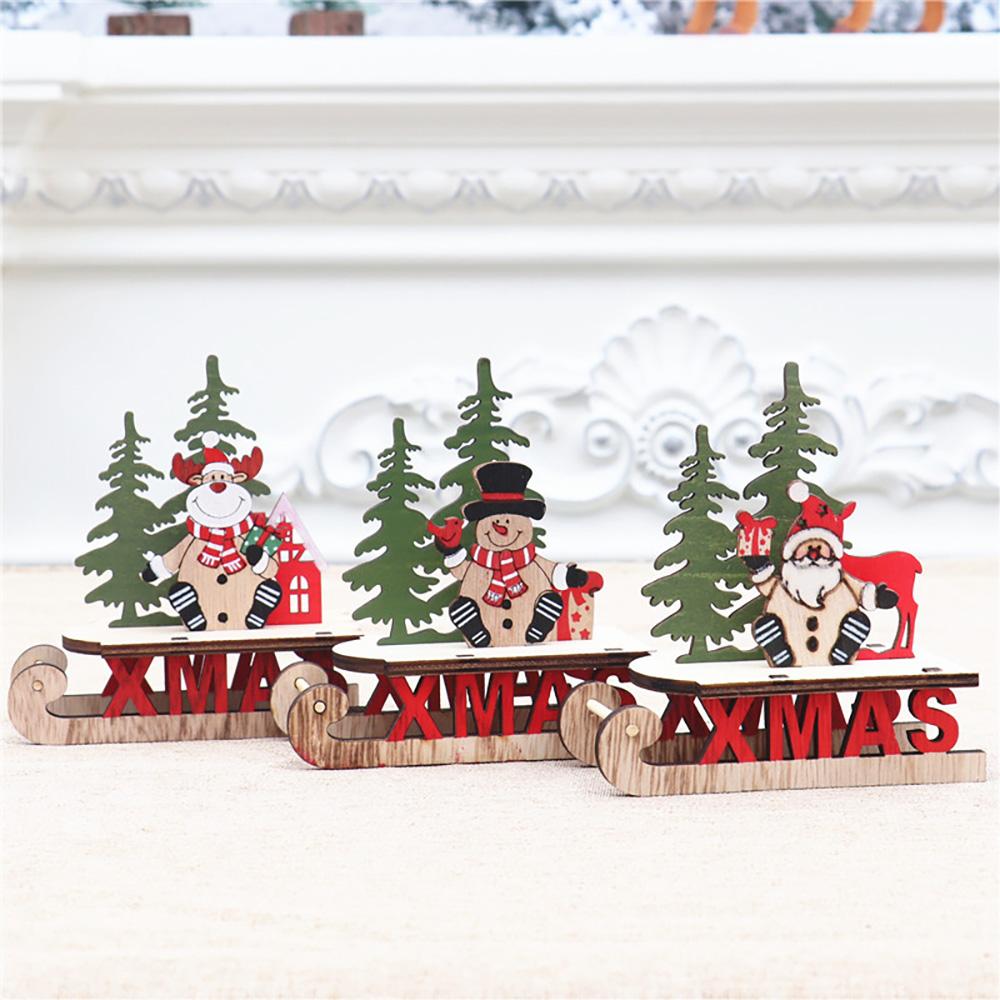 Runtowo 1Pc Christmas Wooden Sleigh Santa Claus Snowman Elk Decoration Sleigh Home Christmas DIY Decoration 2025 Christmas Gift
