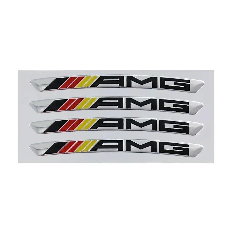 4/8pcs Mercedes-Benz AMG Car Hub Wheel Cover 3D Car Stickers Aluminum Alloy AMG Stickers Wheel Cover Badge Stickers Auto Parts
