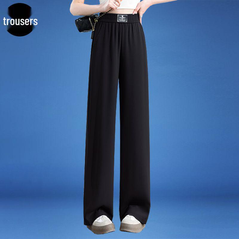 

Women s Black Ice Silk Wide-Leg Pants - Summer, High Elastic, Plus Size, Cooling, Loose, Slimming, Straight Leg S for under 90 lbs