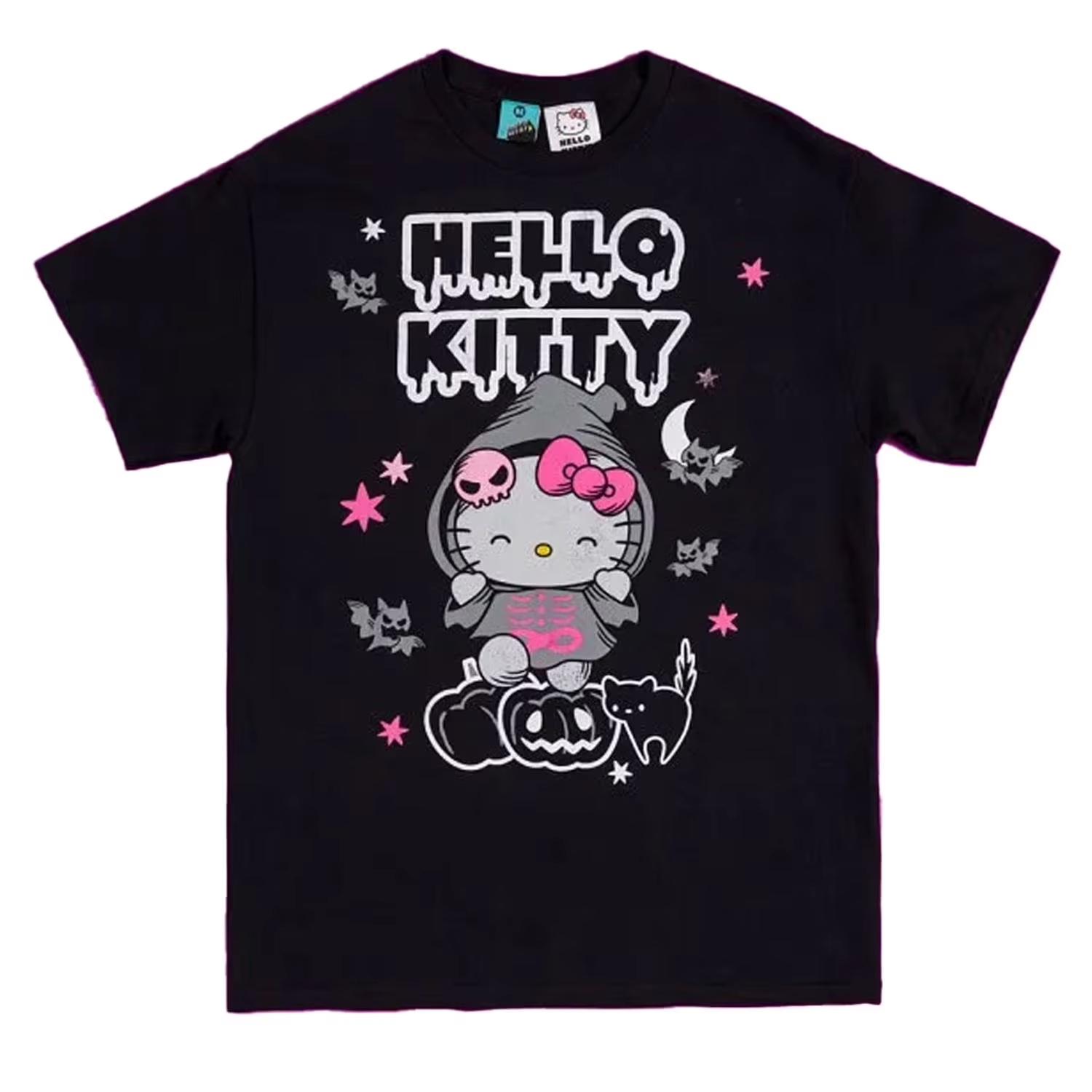 

Print Unisex Y2K Casual Tee 2026 Summer Hello Kitty Grim Reaper Tshirt High Quality 100 Cotton Halloween S
