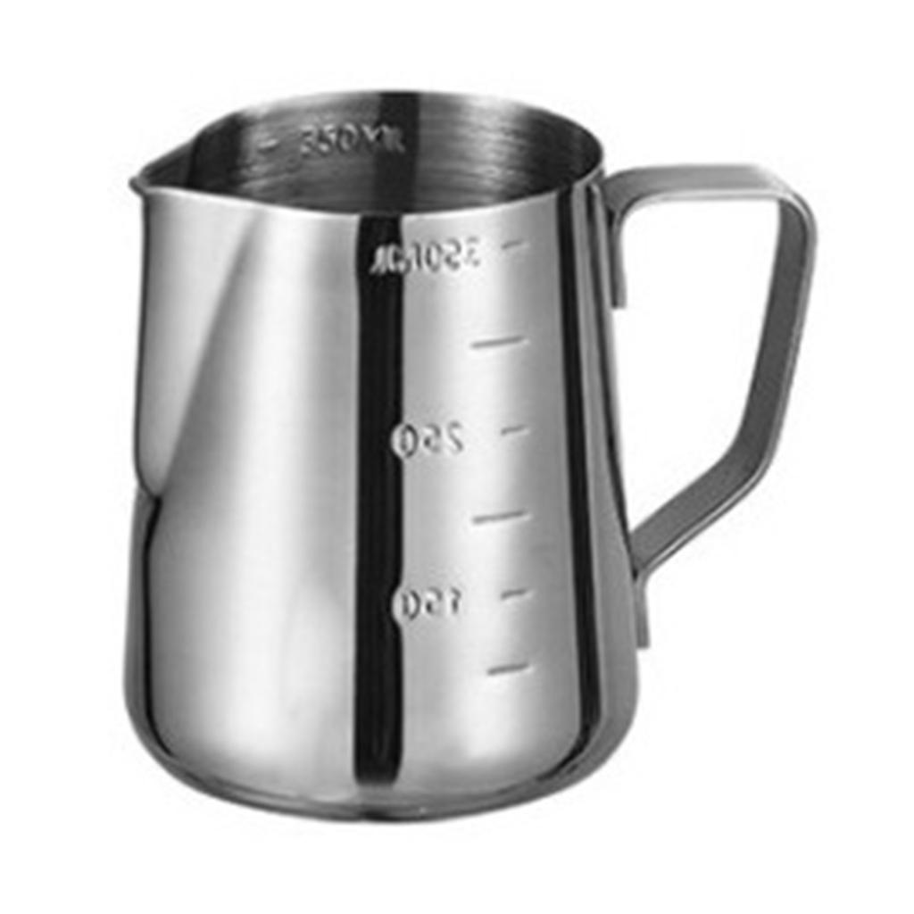 Frothing Cup 350ML Food Grade Stainless Steel Anti Slip Handle Milk Frother Pitcher with Scale