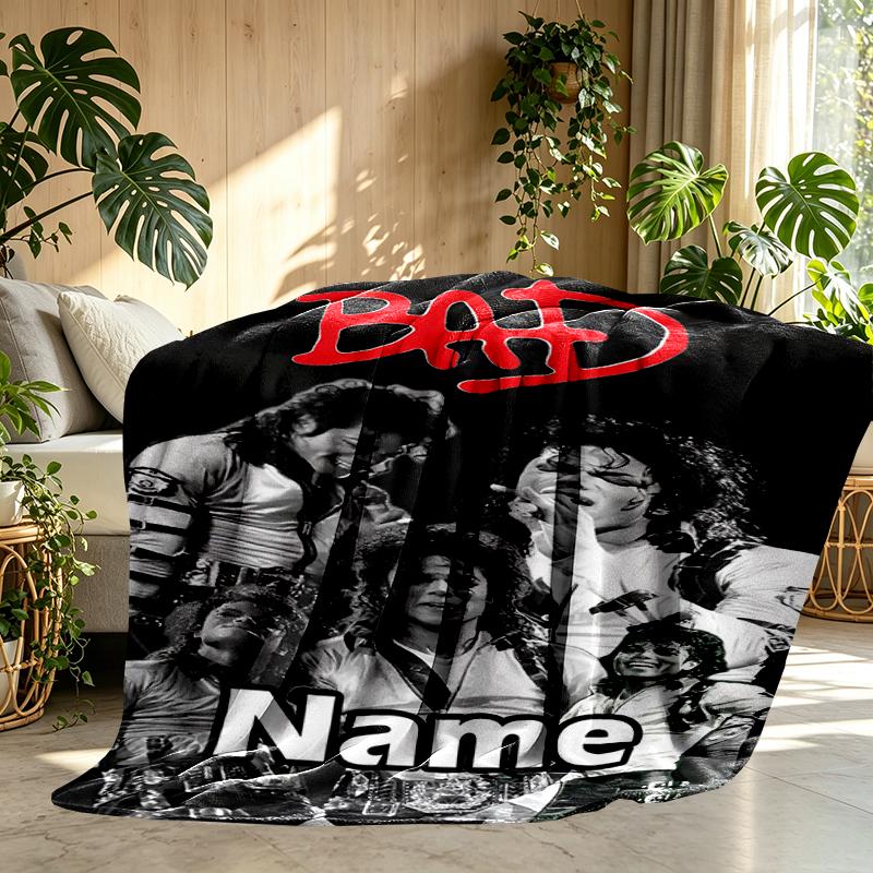 Custom Name Personalized Michael Jackson Print Blanket, Home Decor, Bedroom, Sofa, Camping, Couch, Gifts for Birthday Christmas