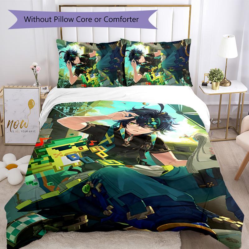 Kinich 3pcs Bedding Set Duvet Cover Closure Includes 1 Duvet Cover & 2 Pillowcases for All Seasons Bedroom Home Dorm Decor